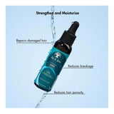 Bottle of hair oil with dropper labeled 'As I Am' on a light blue background