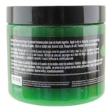 Green jar with black lid on a white background