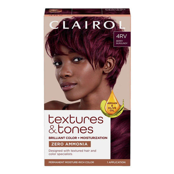 TEXTURES & TONES Permanent Moisture Rich Hair Color Kit - 4RV Berry Burgundy