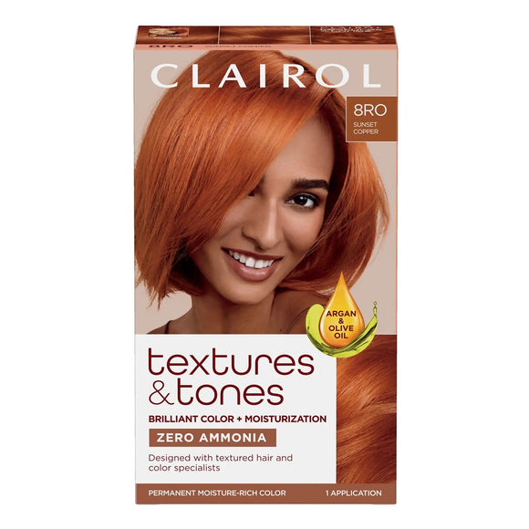 TEXTURES & TONES Permanent Moisture Rich Hair Color Kit - 8RO Sunset Copper