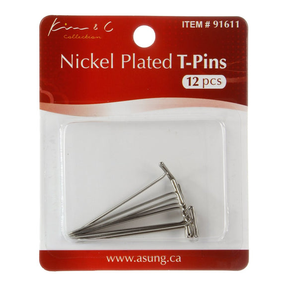 KIM & C | 12pcs Nickel Plated T-pins (2 Inch)