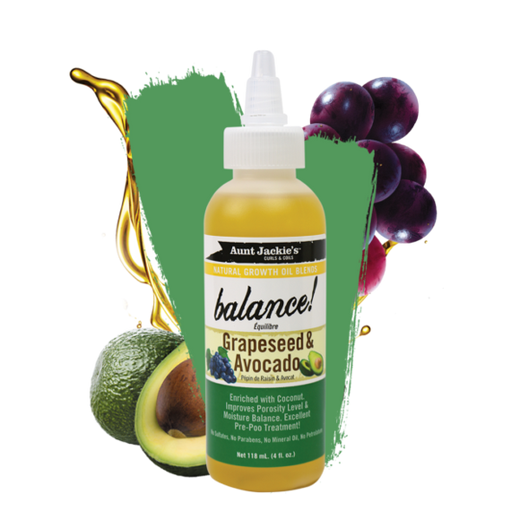 AUNT JACKIE'S | Balance Grapeseed Avocado Growth Oil (4oz)